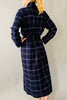 dark blue check dressing gown in brushed cotton