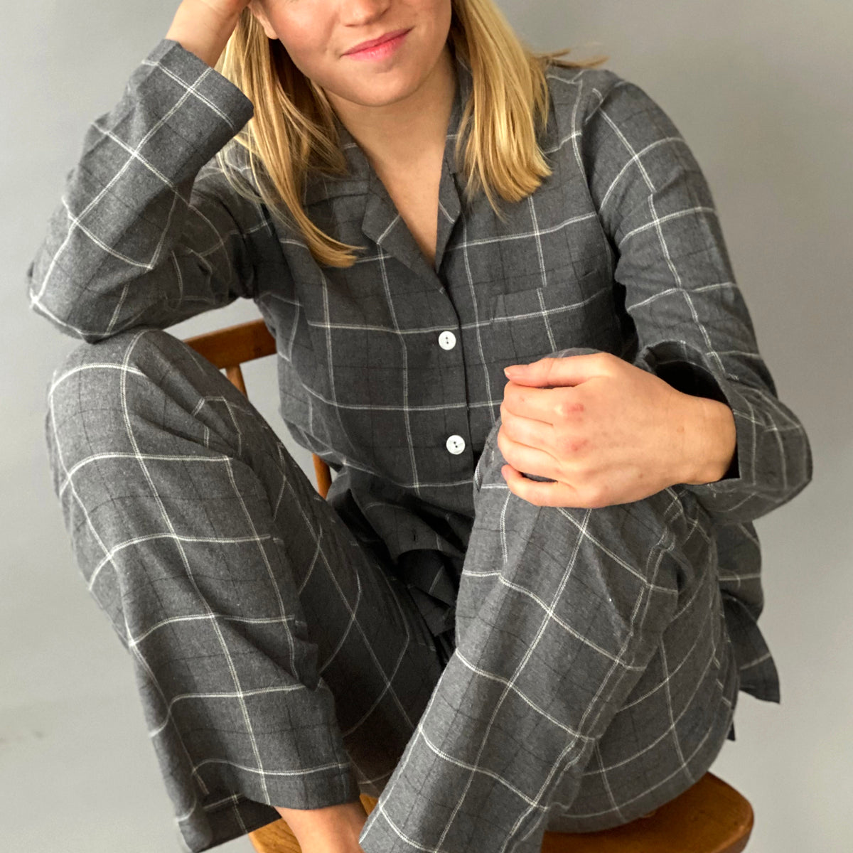 Womens grey 2025 check pyjamas